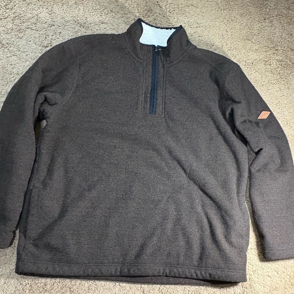 Orvis Men's XL Dark‎ Brown 1/4 Zip-Up Sweater